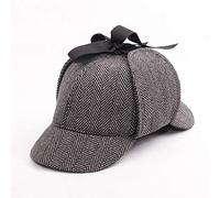 MHGLOVES Hut Sherlock Holmes, Unisex Sherlock Holmes Detective Hat Cosplay Zubehör Berets Zwei Brims Beret Deerstalker (56-58Cm),Grau