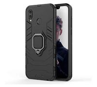 MHHQ Coque Huawei Honor Play, 2 en 1 Armour Style Robuste Hybrides Double Couche Armure Defender TPU + PC Case Cover avec Support Magnétique Car Mount pour Huawei Honor Play -All Black