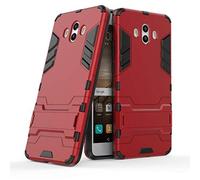 MHHQ Coque pour Huawei Mate 10, Huawei Mate 10 Coque, 2 en 1 Armour Style Robuste Hybrides Double Couche Armure Defender TPU + PC Hard Case Cover avec Kickstand Support pour Huawei Mate 10 -Red
