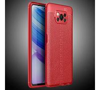 MHHQ Coque Xiaomi Poco X3 NFC, [Litchi Pattern] Housse Étui en Ultra Slim TPU Résilient Anti-Rayures Antichoc Protection Case pour Xiaomi Poco X3 NFC -Red