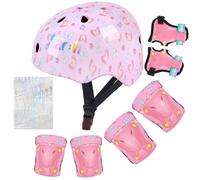 MHJY Casque Velo Enfant Casque Protection Trotinette Filles et Garçons Licorne Genouillères et Coudières Réglables Équipement de Protection pour Roller Scooter Skateboard Moto 3-8 Ans