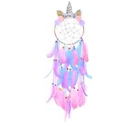MHJY Grand attrape-rêves licorne pour filles - Accessoires de chambre d'enfant - Fait à la main - Fleurs colorées - Décoration murale - Cadeau d'anniversaire
