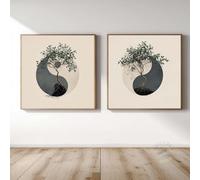 MHLCMG Arbre Yin Yang Bouddhisme Zen Noir et Blanc Affiche Impression sur Toile Tableau Art Peintures Murale pour Salon Chambre Tableau Decoration (2X20X20CM,N1-Sans Cadre)