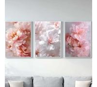 MHLCMG Fleurs Roses Pivoines Affiche Impression sur Toile Tableau Art Peintures Murale pour Salon Chambre Tableau Decoration Sans Cadre (3X40X60CM,1-A)