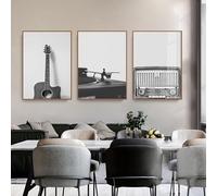 MHLCMG Noir et Blanc Musique Guitare Abstrait Affiche Toile Tableau Art Peintures sans Cadre Decoration Murale pour Salon Chambre Tableau Decoration (3X50X70CM)