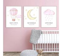 MHLCMG Rose Allah Islamique Affiche Montgolfière Nuages Toile Tableau Art Peintures Decoration Murale pour Pépinière Bébé Chambre Tableau Decoration, sans Cadre (3X50X70CM)