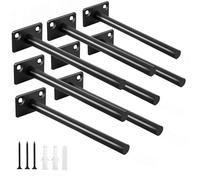 MHMYDZ 8 Pcs 6 "Support d'étagère flottante en acier massif noir Supports d'étagère aveugles - Supports cachés pour étagères flottantes en bois - Support d'étagère aveugle dissimulé