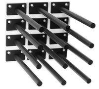 MHMYDZ Lot de 12 supports d'étagère flottants en acier massif noir - Supports cachés pour étagères flottantes en bois - Support d'étagère invisible - Vis et chevilles incluses