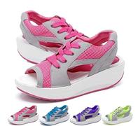 MHNFGDSE Sandales Orthopediques Femme été Plateforme Sandales Confortables pour Femmes Sandales Muffins à Lacets DéCoupéEs à EmpièCements ContrastéS Sandales à Bout Ouvert D'éTé,B,37 EU