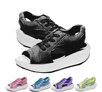 MHNFGDSE Sandales Orthopediques Femme été Plateforme Sandales Confortables pour Femmes Sandales Muffins à Lacets DéCoupéEs à EmpièCements ContrastéS Sandales à Bout Ouvert D'éTé,E,37 EU