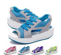 MHNFGDSE Sandales Orthopediques Femme été Plateforme Sandales Confortables pour Femmes Sandales Muffins à Lacets DéCoupéEs à EmpièCements ContrastéS Sandales à Bout Ouvert D'éTé,C,37 EU
