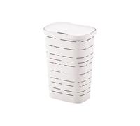 M HOME Coffre à linge 55 L en plastique avec couvercle – Blanc – Fabriqué en France