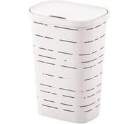 M HOME Coffre à linge 55 L en plastique avec couvercle – Blanc – Fabriqué en France
