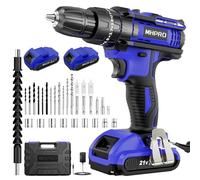 MHPRO Perceuse Visseuse Sans Fil 21V, Visseuse Devisseuse avec 2 Batteries 2.0Ah, 42Nm Percussion, 25+3 Réglages de Couple, 14 Accessoires, 2 Vitesses, LED, pour la Bricolage Marque : MHPRO