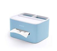 MHTECH Boîte à mouchoirs, boîte à mouchoirs en PVC, boîte Multifonction, Porte-Stylo, Porte-télécommande, Porte-mouchoirs, boîte de Rangement, boîte à mouchoirs cosmétiques (Bleu)
