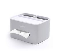 MHTECH Boîte à mouchoirs multifonction en PVC, Boîte De Rangement Multifonctions,Boîte De Rangement Carrée -pour stylo à crayons, télécommande,Serviette en papier,pour la maison et au bureau (Gris)