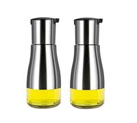 MHTECH Bouteille d'huile,Distributeur d'huile/vinaigre,Bouteille d'huile en Verre en Acier Inoxydable pour la Cuisson,Les grillades (Argent-2)