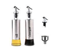 MHTECH Bouteille d'huile,Distributeur d'huile/vinaigre,Bouteille d'huile en Verre en Acier Inoxydable pour la Cuisson,Les grillades (Argent)