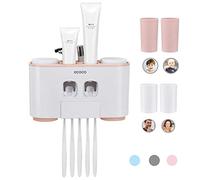 MHTECH Distributeur de Dentifrice et Porte-Brosse à Dents, Porte-Brosse à Dents électrique, Porte-Brosse à Dents Multifonction pour Tous Types de brosses à Dents - Montage Mural (Pink)