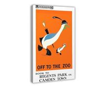 MHTHFD Poster sur toile Off to The Zoo London Underground - Décoration murale pour salon, chambre à coucher - 50 x 75 cm