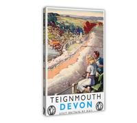 MHTHFD Teignmouth Devon British Railways Poster sur toile Décoration murale pour salon, chambre à coucher 20 x 30 cm