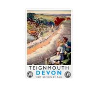 MHTHFD Teignmouth Devon British Railways Poster sur toile pour décoration murale de salon, chambre à coucher 40 x 60 cm