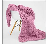 MHUQIA Couverture TricotéE à La Main en Laine Douce 80x100cm, Chenille Chunky Knit Throw Blanket, Plaid Tricoté Main en Grosse Maille for Chambre à Coucher, Salon, Tapis De Yoga