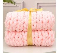 MHUQIA Plaid Tricot Grosse Maille 100x200cm, Plaid Grosse Maille Plaid Tricot Couverture De Canapé en Laine GrossièRe TisséE à La Main Plaid Laine Grosse Maille Plaid