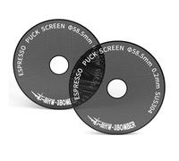 MHW-3BOMBER Puck Screen Lot de 2 tamis à expresso ultra fins avec revêtement en titane 58,5 mm - 0,2 mm - Avec trou rond - Filtre en métal réutilisable - Compatible avec La Marzocco/Gaggia FG7049B-OS