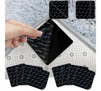 MHwan Anti Derapant Tapis, 8 Pièces Lavables Réutilisables, Peut Être Divisé en 16 Triangles et 32 Tapis Antidérapant Tapis Rectangulaires, PU Imperméable, Forte Adsorption, Pas de Déformation (Noir)