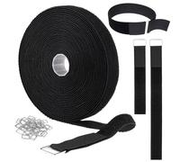 MHwan Attache Cable 10m x 2cm avec 50 Boucles Métalliques Robustes, Longueur de Coupe Libre, Sangle Réutilisables, Bande Idéale pour Regrouper des Câbles Épais et des Objets