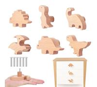MHwan Bouton de Meuble, 6 Pièces Poignee de Meuble en Dinosaure | ignon en Bois Massif Avec une Texture Naturelle, Belle décoration pour chambre denfant