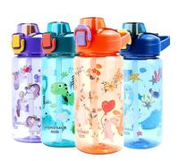 MHwan Gourde pour enfants, 600 ml, robuste et incassable, gourde anti-fuite avec paille, sans BPA, belle bouteille d'eau pour enfants, convient pour l'école, les voyages, gourde portable pour enfant