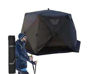 MhWrughts Cabanes de pêche sur Glace hexagonales, abri de pêche sur Glace avec cheminée pour poêle, étanche, pour Le Camping par Tous Les Temps Black