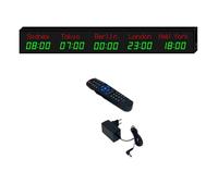 MhWrughts Horloge à fuseaux horaires,Grande Horloge Mondiale numérique à LED,Horloge Mondiale Multi-fuseaux horaires,2 Modes de réglage, pour hôtels, usines et Sites de compétition,1-Red&green-5City