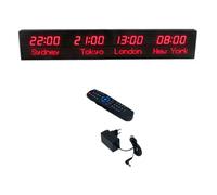 MhWrughts Horloge à fuseaux horaires,Grande Horloge Mondiale numérique à LED,Horloge Mondiale Multi-fuseaux horaires,2 Modes de réglage, pour hôtels, usines et Sites de compétition,1-allred-4City