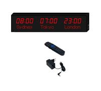 MhWrughts Horloge à fuseaux horaires,Grande Horloge Mondiale numérique à LED,Horloge Mondiale Multi-fuseaux horaires,2 Modes de réglage, pour hôtels, usines et Sites de compétition,1-allred-3City