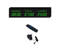 MhWrughts Horloge à fuseaux horaires,Grande Horloge Mondiale numérique à LED,Horloge Mondiale Multi-fuseaux horaires,2 Modes de réglage, pour hôtels, usines et Sites de compétition,2-allgreen-3City
