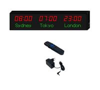 MhWrughts Horloge à fuseaux horaires,Grande Horloge Mondiale numérique à LED,Horloge Mondiale Multi-fuseaux horaires,2 Modes de réglage, pour hôtels, usines et Sites de compétition,1-Red&green-3City