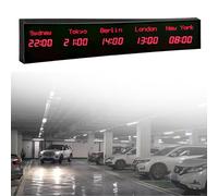 MhWrughts Horloge Mondiale, Horloge numérique Multi-fuseaux horaires, Horloge Mondiale régionale Murale, Ville modifiable, pour hôtels, Maisons d'hôtes, aéroports, Halls,2-allred-5City