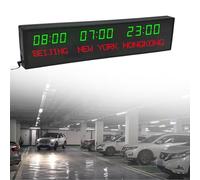 MhWrughts Horloge Mondiale, Horloge numérique Multi-fuseaux horaires, Horloge Mondiale régionale Murale, Ville modifiable, pour hôtels, Maisons d'hôtes, aéroports, Halls,1-Green&red-3City