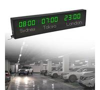 MhWrughts Horloge Mondiale, Horloge numérique Multi-fuseaux horaires, Horloge Mondiale régionale Murale, Ville modifiable, pour hôtels, Maisons d'hôtes, aéroports, Halls,1-Green&white-3City