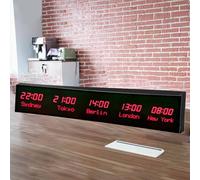 MhWrughts Horloge Murale numérique à LED avec télécommande, Fuseau horaire, Ville modifiable, 3 Niveaux de luminosité, pour Bureau, Maison, Salon, école,1-allred-5City