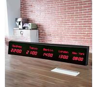 MhWrughts Horloge Murale numérique, Horloge Mondiale, Horloge Murale numérique LED, Horloge Murale d'intérieur Multi-fuseaux horaires, Couleur pour Bureau/Maison/Salon/école,2-allred-5City