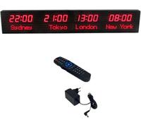 MhWrughts Horloge Murale numérique, Horloge Mondiale, Horloge Murale numérique LED, Horloge Murale d'intérieur Multi-fuseaux horaires, Couleur pour Bureau/Maison/Salon/école,1-allred-4City