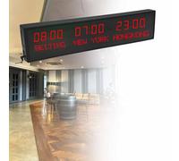 MhWrughts Horloge Universelle à LED, Horloge numérique Multi-fuseaux horaires, nom de la Ville et Heure modifiables par Vos Soins, adaptée aux écoles, parkings et hôpitaux,1-allred-3City