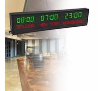 MhWrughts Horloge Universelle à LED, Horloge numérique Multi-fuseaux horaires, nom de la Ville et Heure modifiables par Vos Soins, adaptée aux écoles, parkings et hôpitaux,1-Green&red-3City