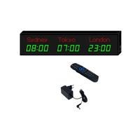 MhWrughts Horloge Universelle, Horloge numérique à LED Multi-fuseaux horaires-Horloge Universelle avec télécommande, Changement de Ville, 3 Niveaux de luminosité pour Les hôtels,2-Green&red-3City