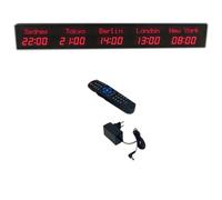 MhWrughts Horloge Universelle, Horloge numérique à LED Multi-fuseaux horaires-Horloge Universelle avec télécommande, Changement de Ville, 3 Niveaux de luminosité pour Les hôtels,2-allred-5City