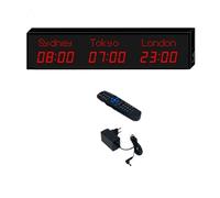 MhWrughts Horloge Universelle, Horloge numérique à LED Multi-fuseaux horaires-Horloge Universelle avec télécommande, Changement de Ville, 3 Niveaux de luminosité pour Les hôtels,2-allred-3City